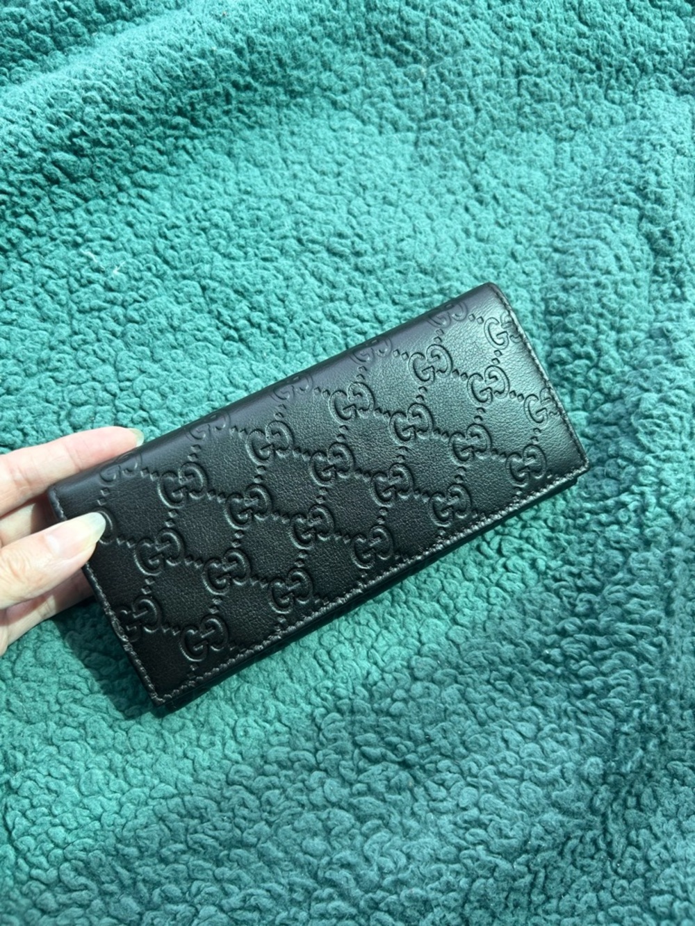 NWT Authentic Gucci Guccissima Leather Slim Card Wallet​ Black